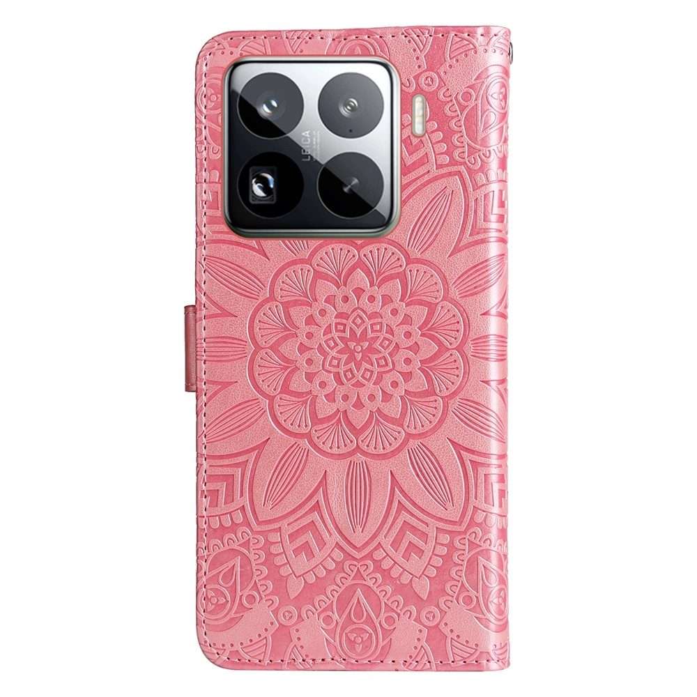 For Xiaomi 15 Pro Embossed Sunflower Leather Phone Case(Pink)