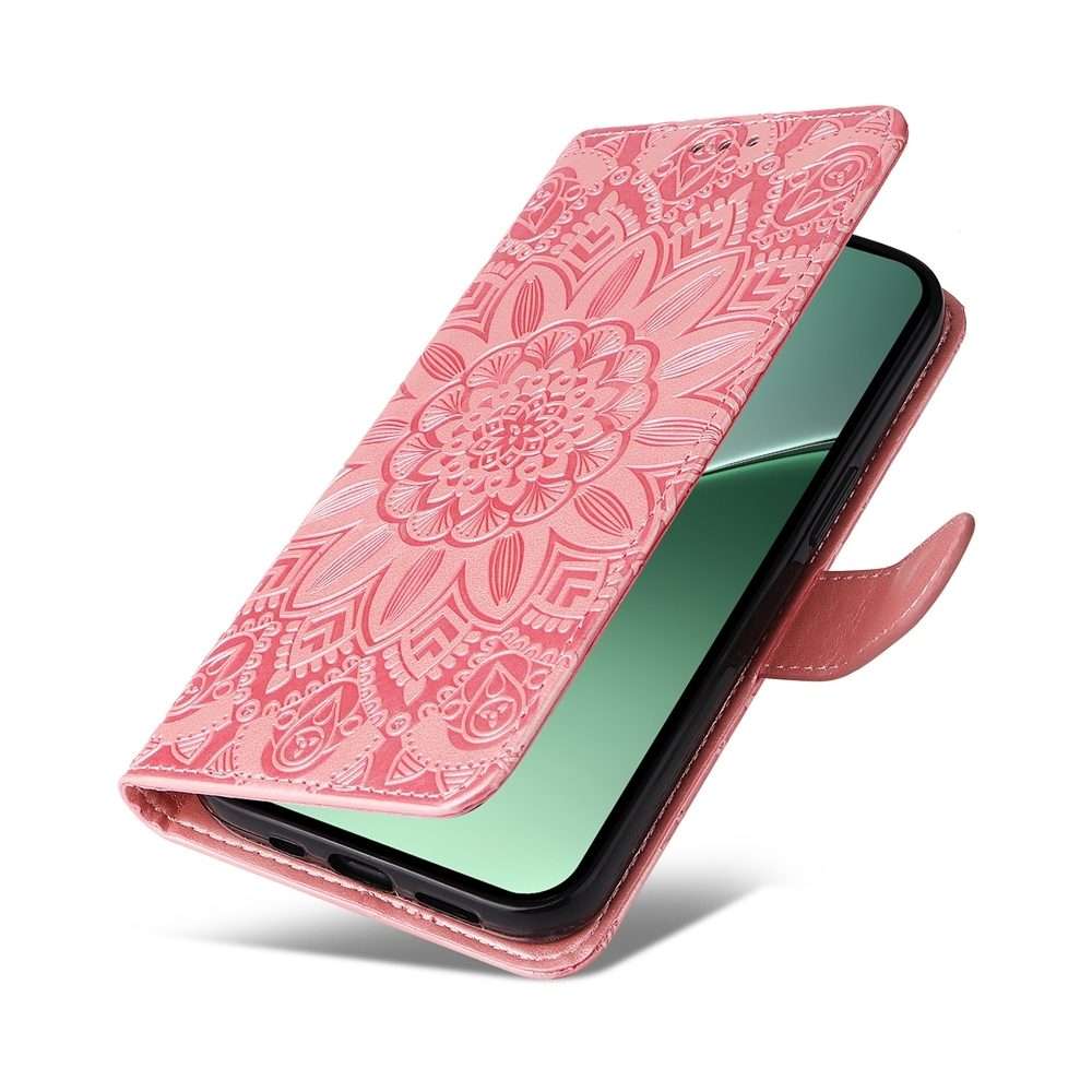 For Xiaomi 15 Pro Embossed Sunflower Leather Phone Case(Pink)