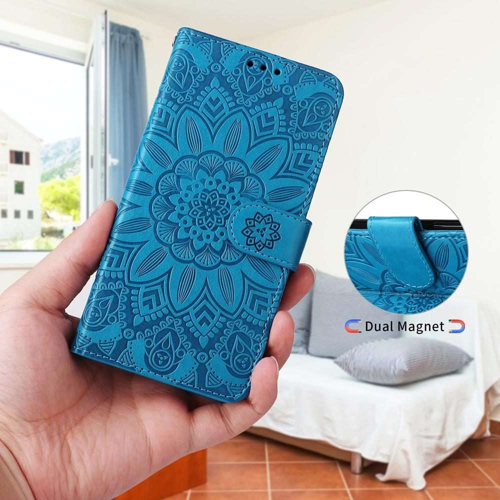 For Xiaomi 15T Pro 5G Embossed Sunflower Leather Phone Case(Blue)