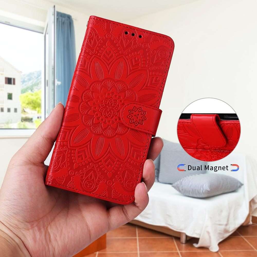 For Xiaomi 17 Pro Max Embossed Sunflower Leather Phone Case(Red)