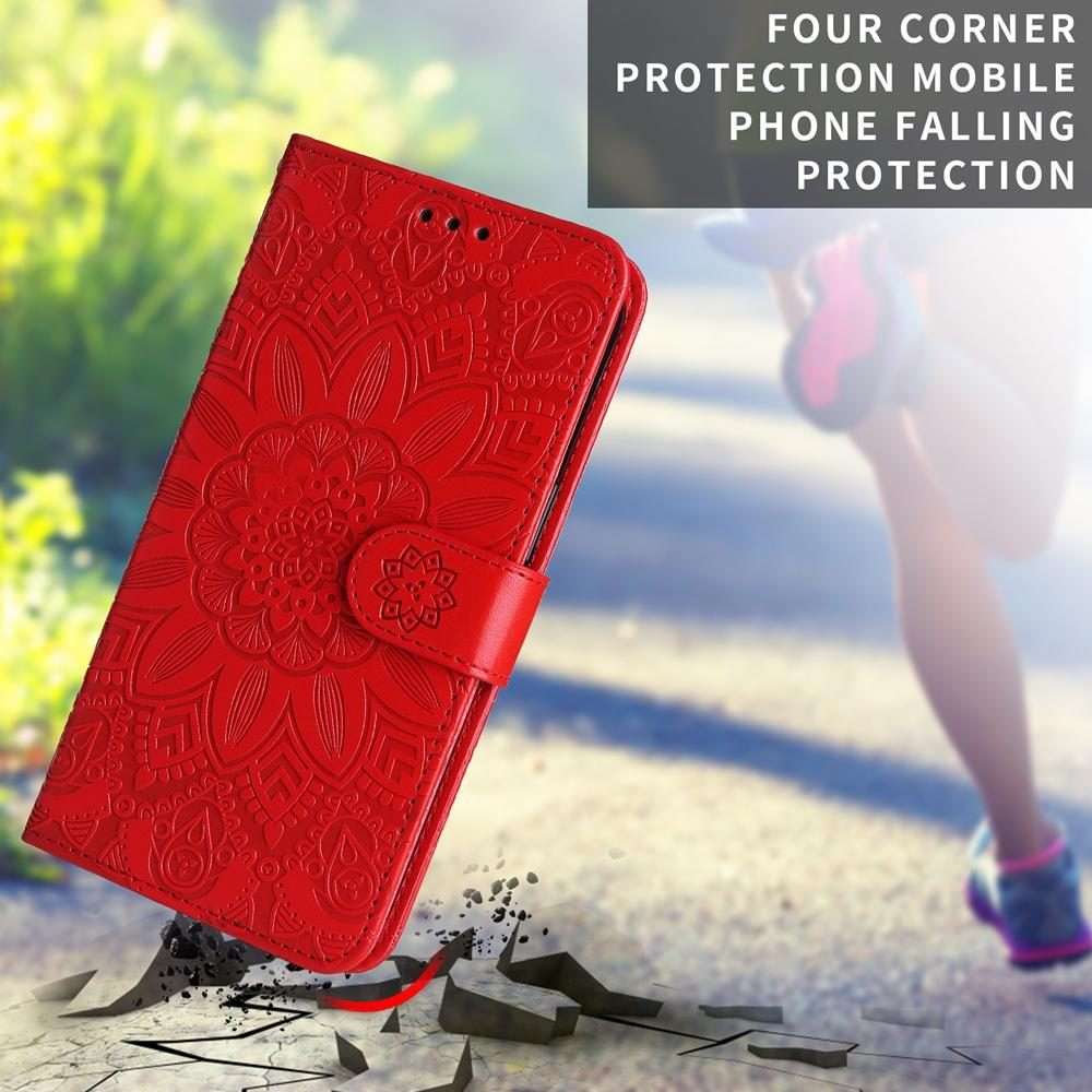 For Xiaomi 17 Pro Max Embossed Sunflower Leather Phone Case(Red)