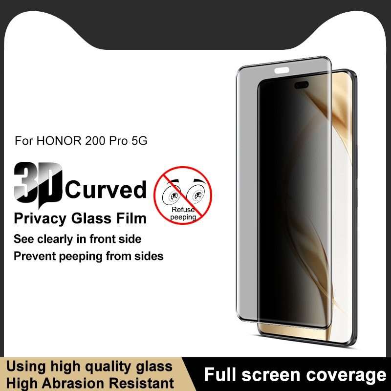 For Honor 200 Pro imak 3D Curved Privacy Full Screen Tempered Glass Film