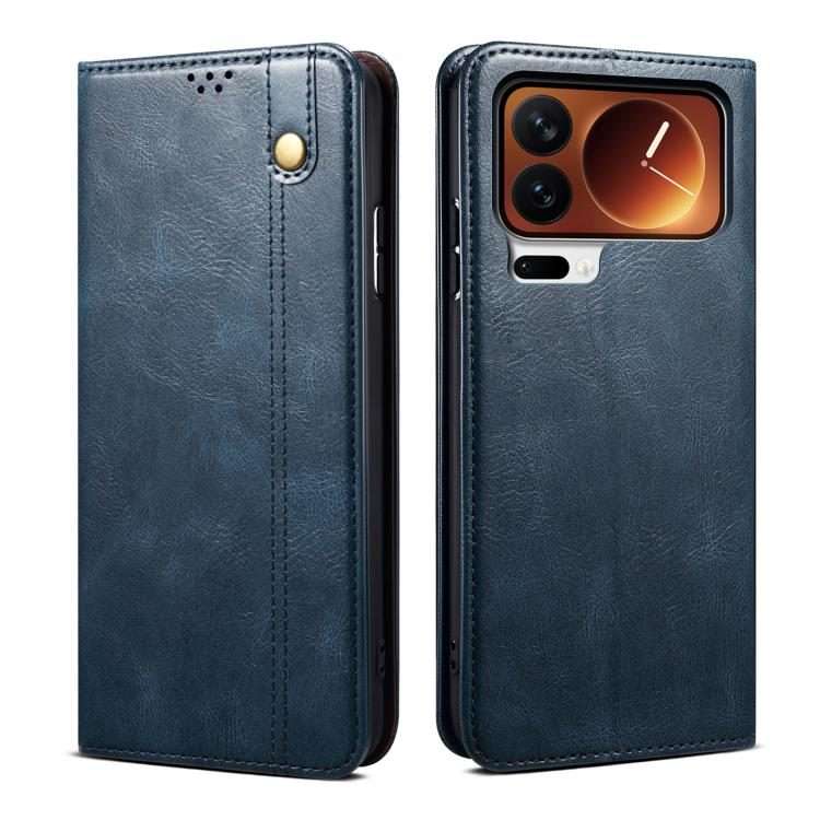 For Xiaomi 17 Pro Max Oil Wax Crazy Horse Texture Leather Phone Case(Blue)