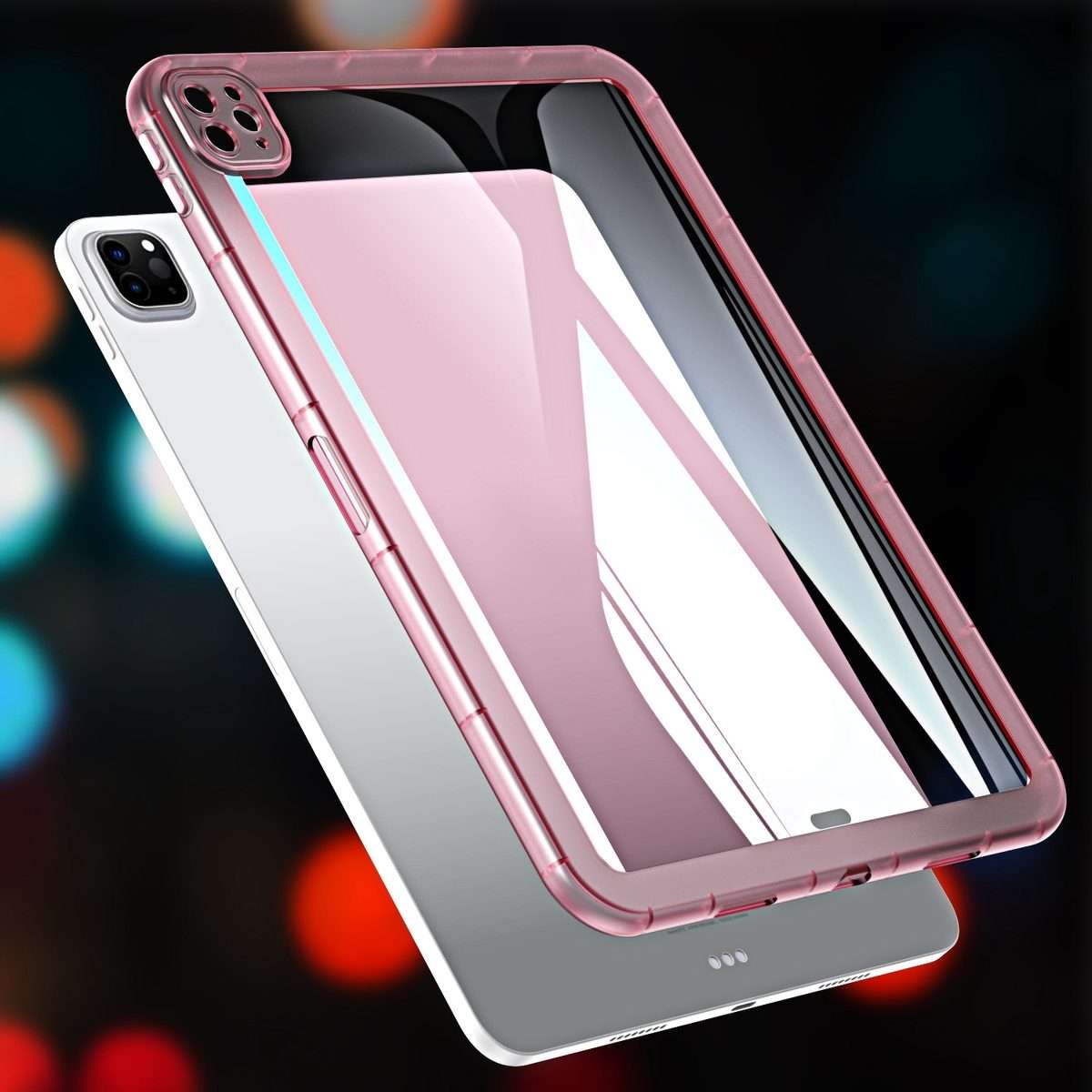 For iPad Pro 12.9 2022 / 2021 / 2020 Clear TPU Tablet Case(Pink)