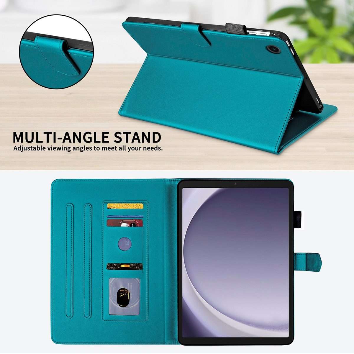 For Samsung Galaxy Tab A11 / A9 Rhombus Lattice Leather Tablet Case(Dark Green)