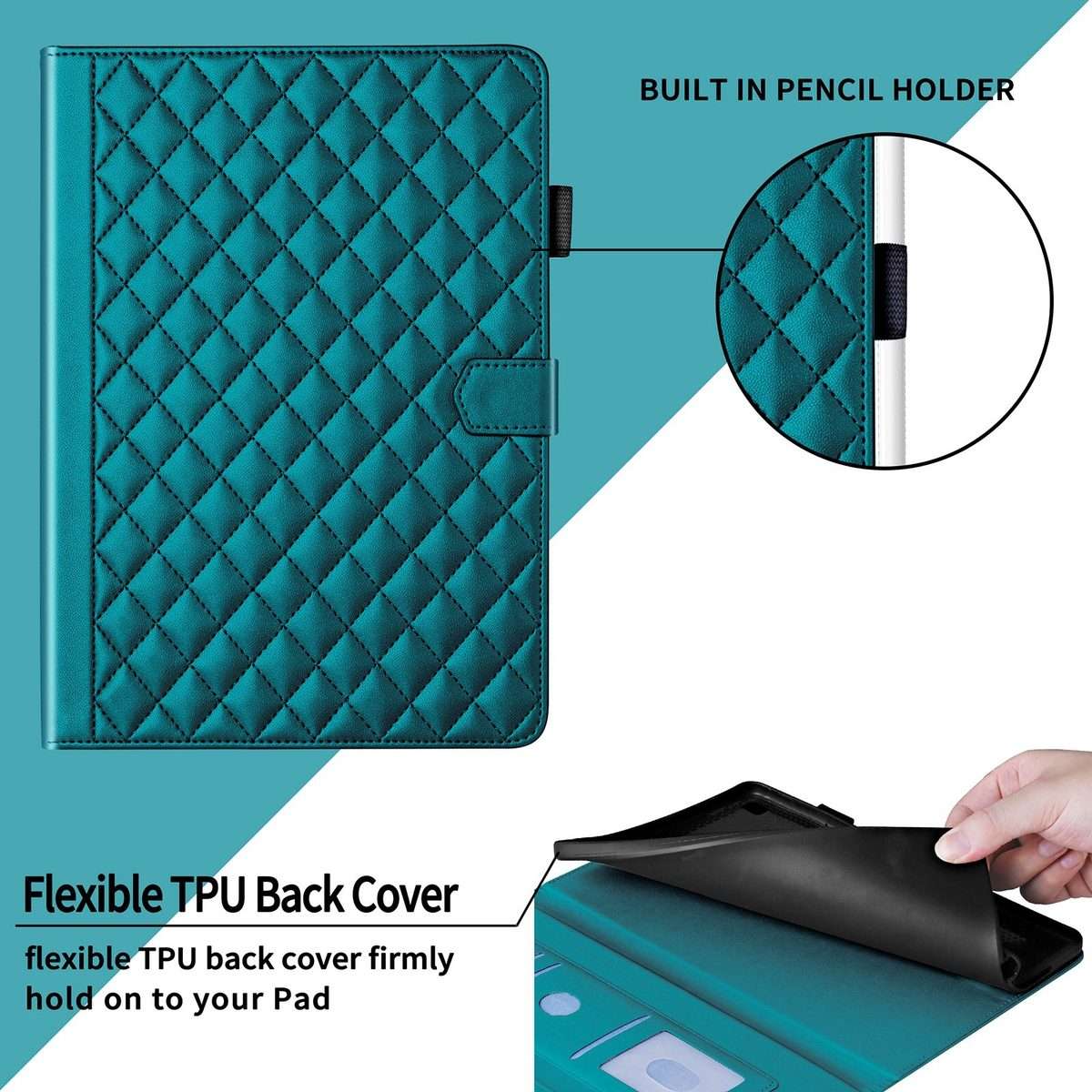 For Samsung Galaxy Tab A11 / A9 Rhombus Lattice Leather Tablet Case(Dark Green)