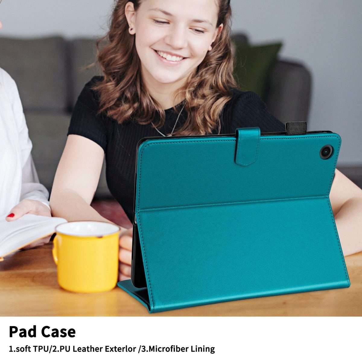For Samsung Galaxy Tab A11 / A9 Rhombus Lattice Leather Tablet Case(Dark Green)