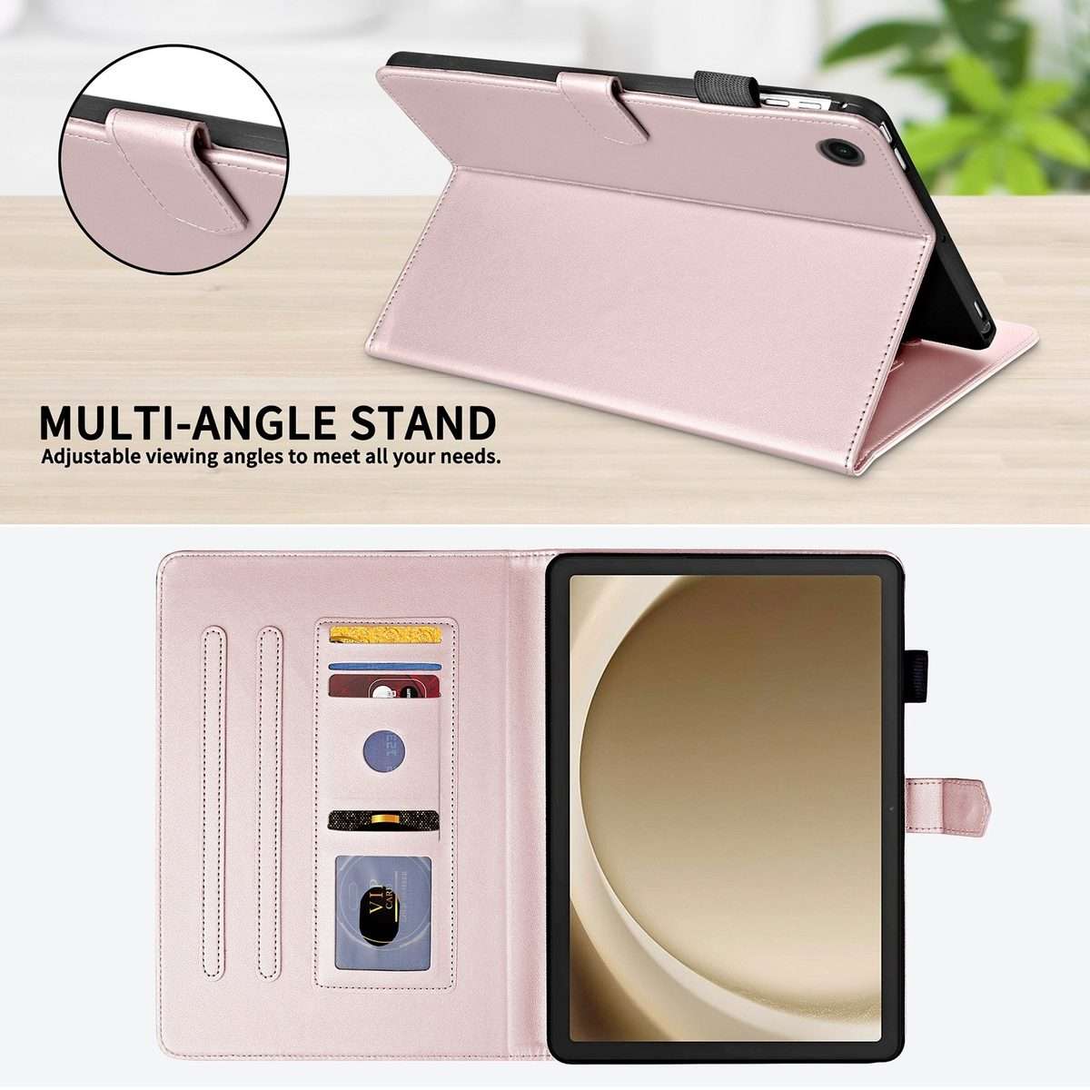 For Samsung Galaxy Tab A11+ / A9+ Rhombus Lattice Leather Tablet Case(Rose Gold)