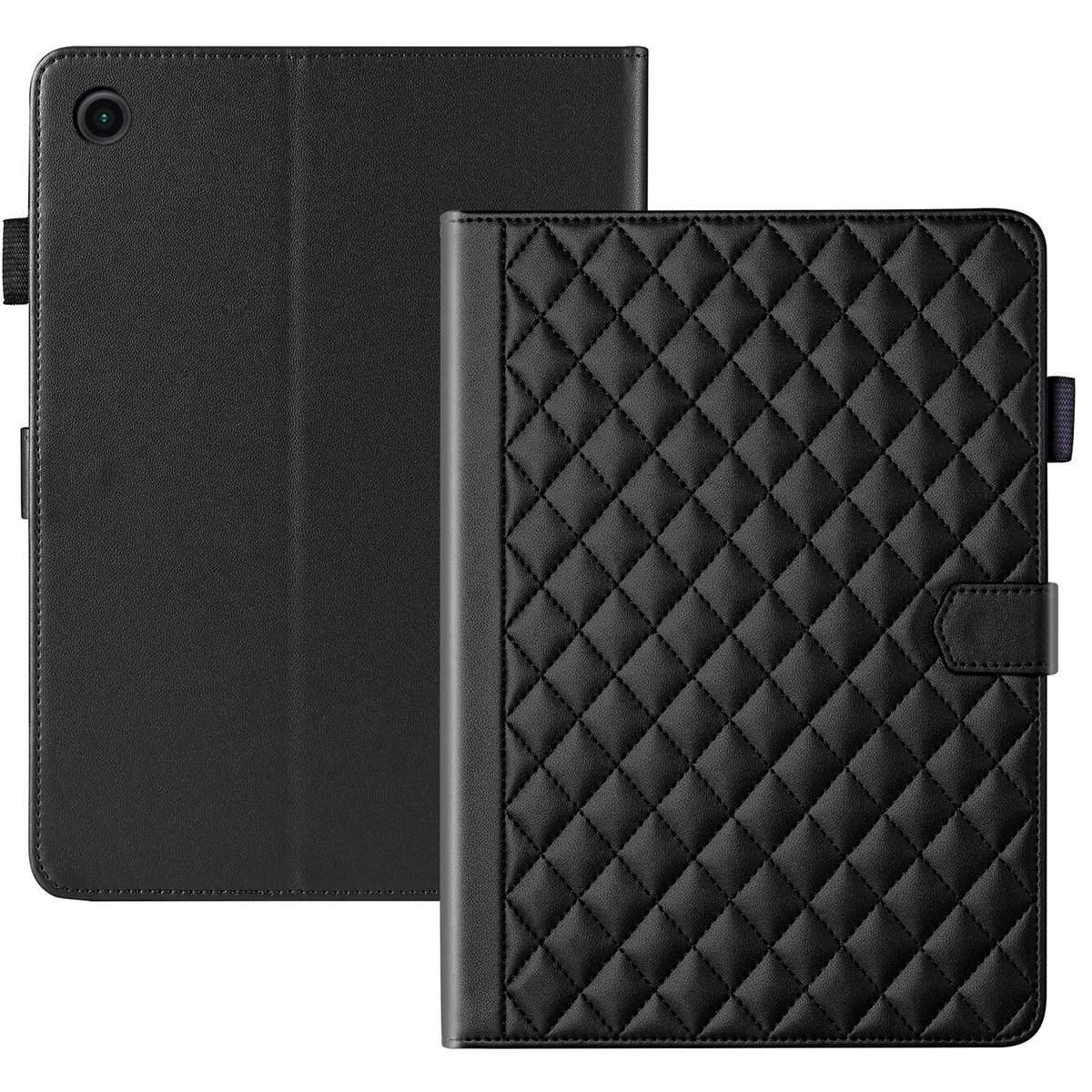 For Samsung Galaxy Tab A11+ / A9+ Rhombus Lattice Leather Tablet Case(Black)