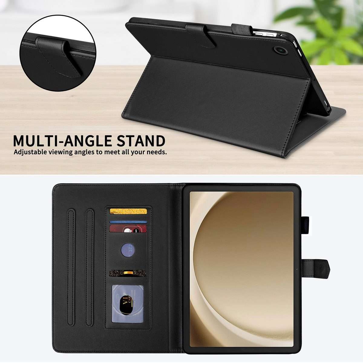 For Samsung Galaxy Tab A11+ / A9+ Rhombus Lattice Leather Tablet Case(Black)