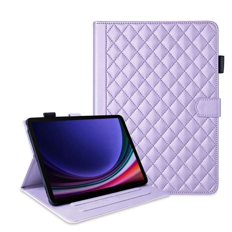 For Samsung Galaxy Tab S9 FE+ / S9+ Rhombus Lattice Leather Tablet Case(Purple)