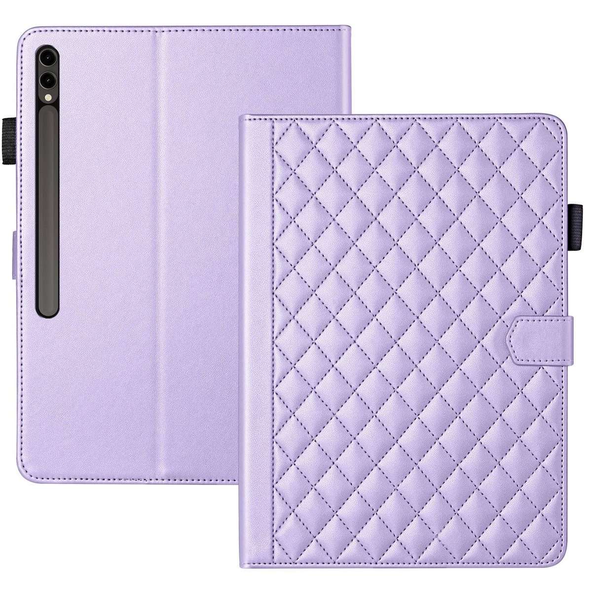 For Samsung Galaxy Tab S9 FE+ / S9+ Rhombus Lattice Leather Tablet Case(Purple)