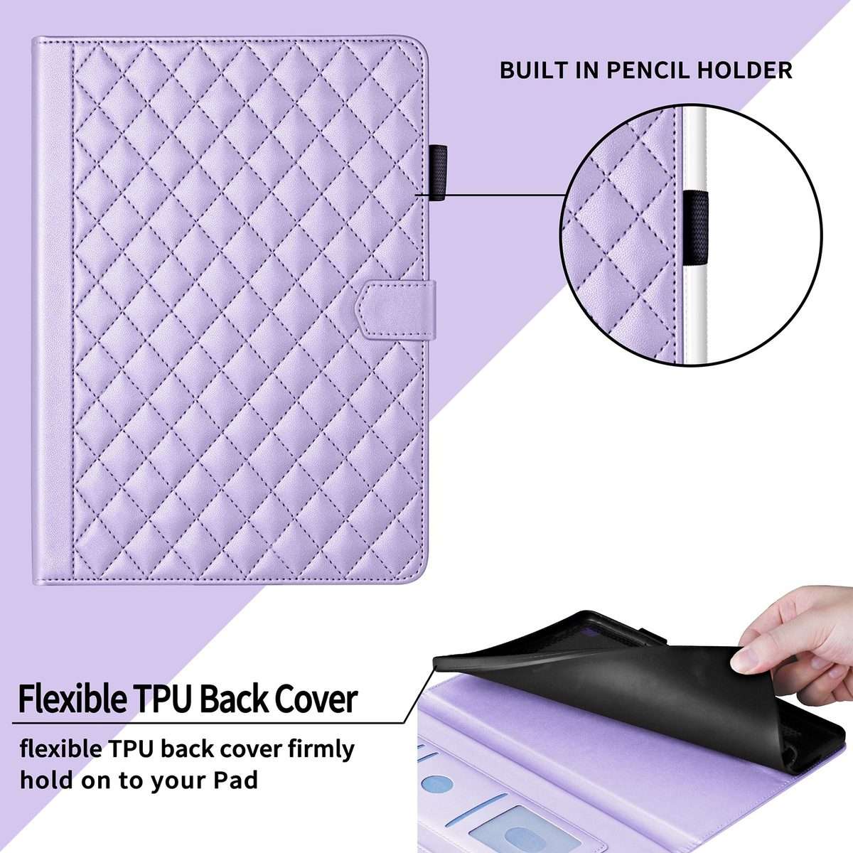 For Samsung Galaxy Tab S9 FE+ / S9+ Rhombus Lattice Leather Tablet Case(Purple)