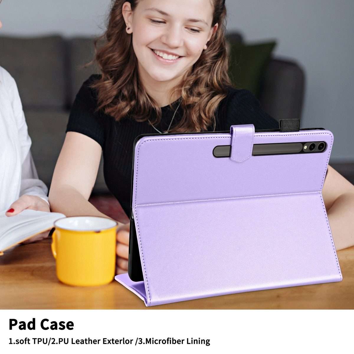 For Samsung Galaxy Tab S9 FE+ / S9+ Rhombus Lattice Leather Tablet Case(Purple)
