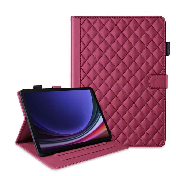For Samsung Galaxy Tab S10 FE+ Rhombus Lattice Leather Tablet Case(Red)