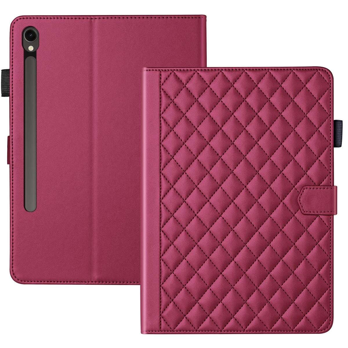 For Samsung Galaxy Tab S10 FE+ Rhombus Lattice Leather Tablet Case(Red)