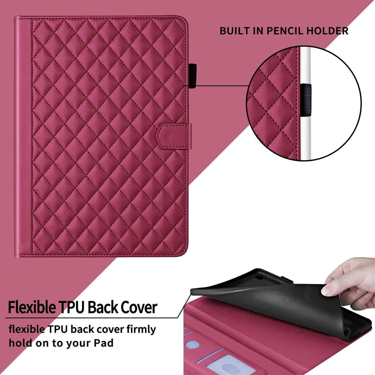 For Samsung Galaxy Tab S10 FE+ Rhombus Lattice Leather Tablet Case(Red)