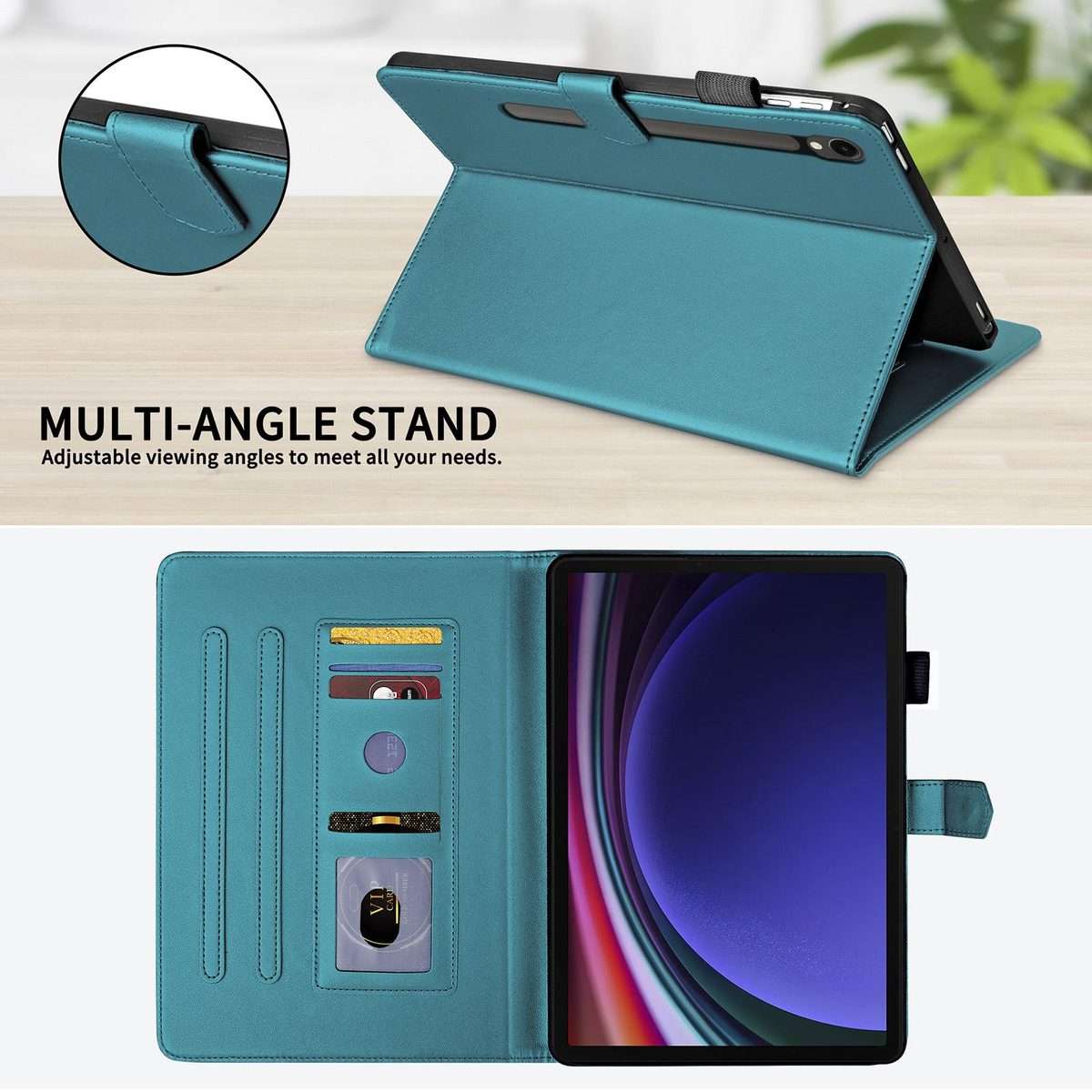 For Samsung Galaxy Tab S10 FE+ Rhombus Lattice Leather Tablet Case(Dark Green)