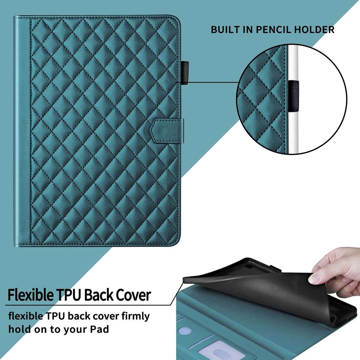 For Samsung Galaxy Tab S10 FE+ Rhombus Lattice Leather Tablet Case(Dark Green)