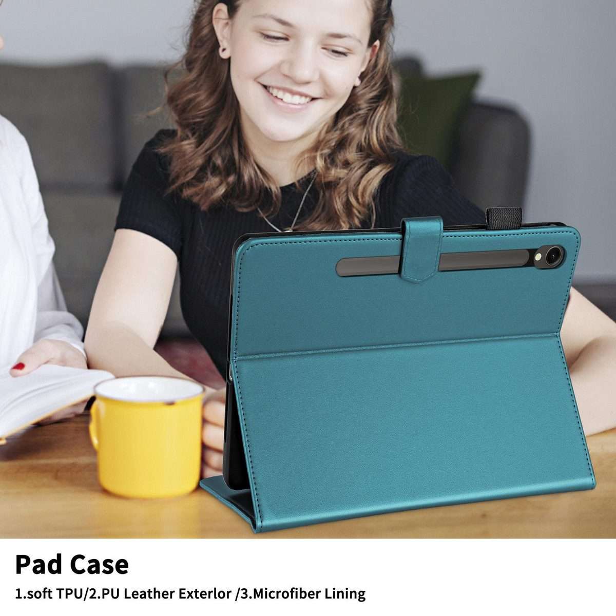For Samsung Galaxy Tab S10 FE+ Rhombus Lattice Leather Tablet Case(Dark Green)