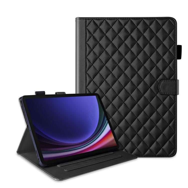 For Samsung Galaxy Tab S10 FE+ Rhombus Lattice Leather Tablet Case(Black)