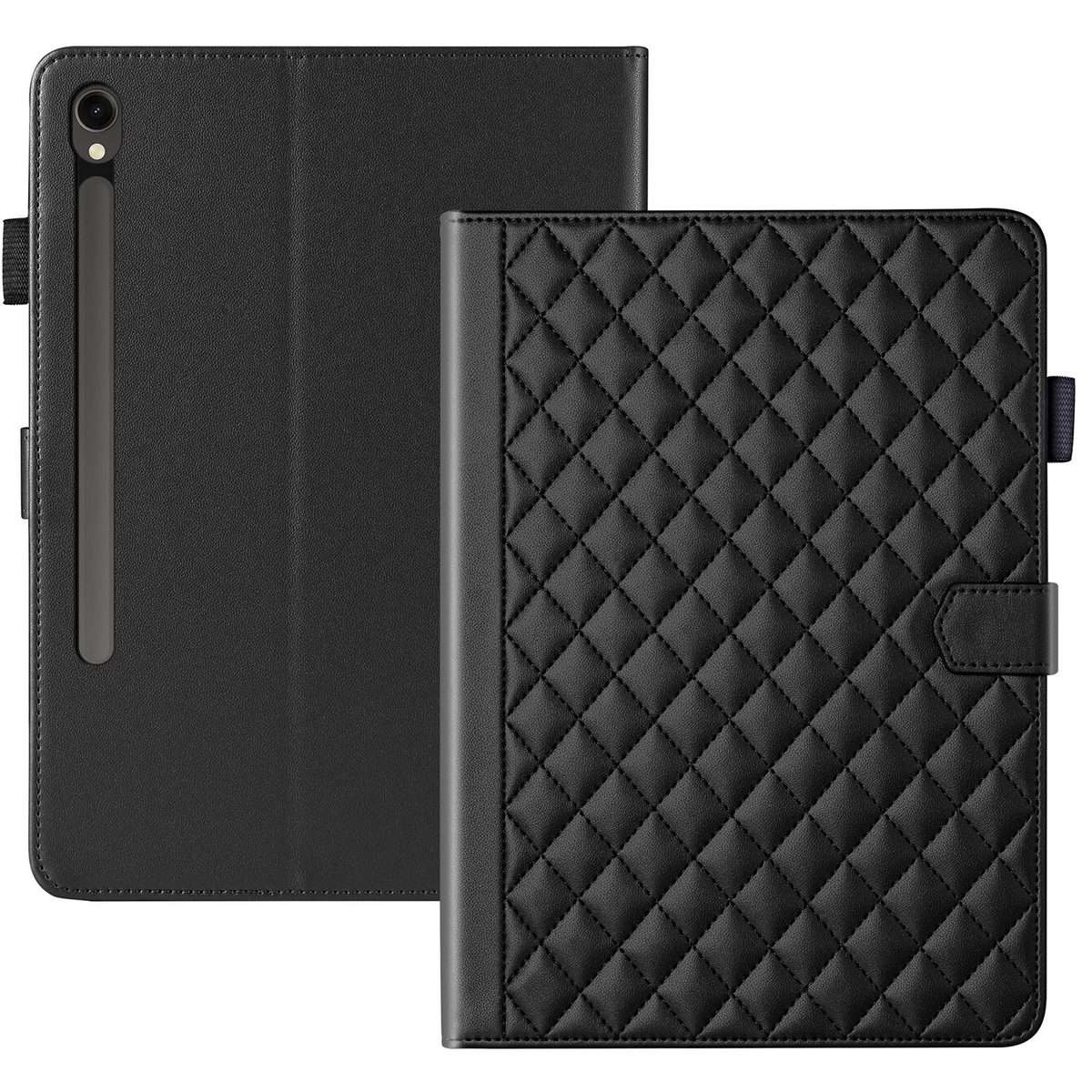 For Samsung Galaxy Tab S10 FE+ Rhombus Lattice Leather Tablet Case(Black)