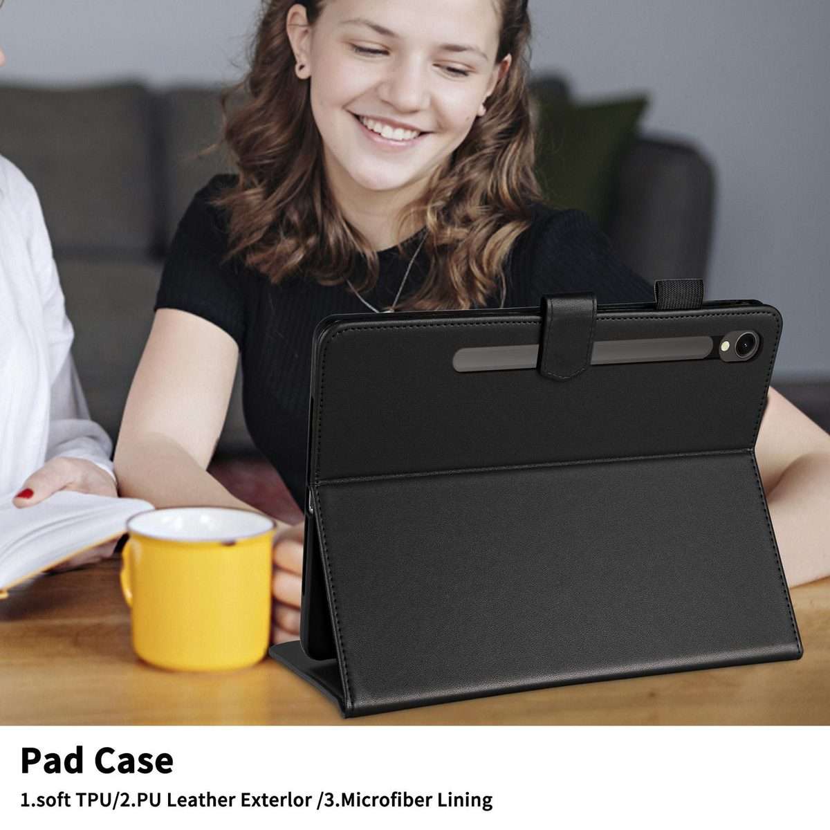 For Samsung Galaxy Tab S10 FE+ Rhombus Lattice Leather Tablet Case(Black)