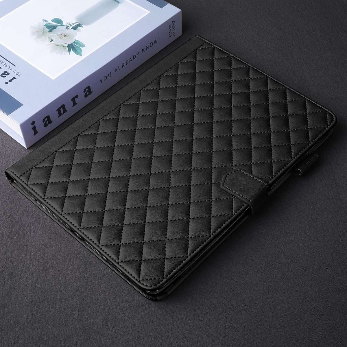 For Samsung Galaxy Tab S10 FE+ Rhombus Lattice Leather Tablet Case(Black)