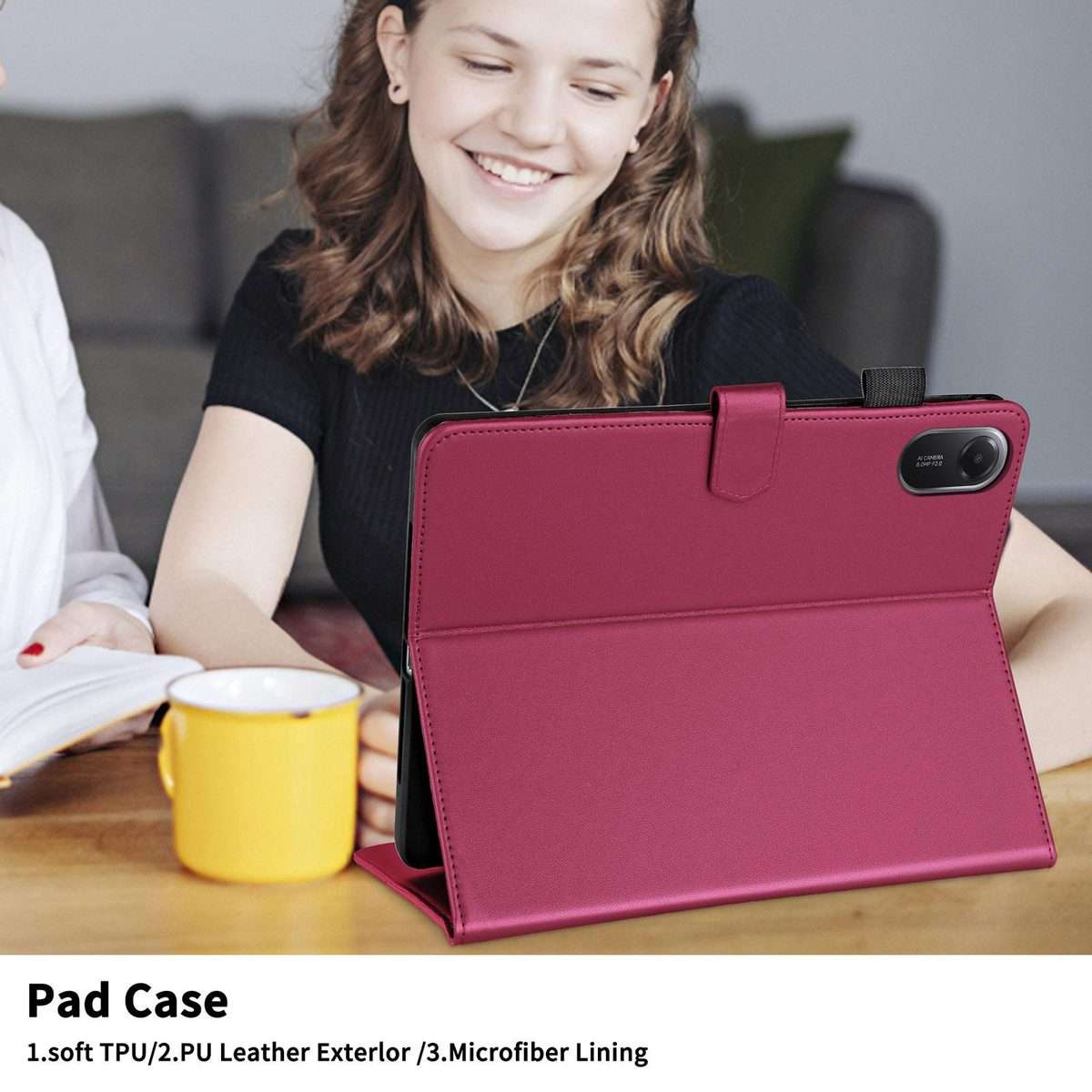 For Xiaomi Redmi Pad 2 / Pad SE 2025 Rhombus Lattice Leather Tablet Case(Red)