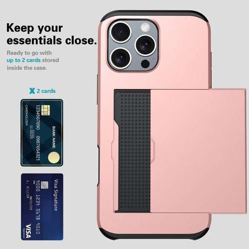 For iPhone 16 Pro Shockproof Armor Phone Case with Card Slot(Black)