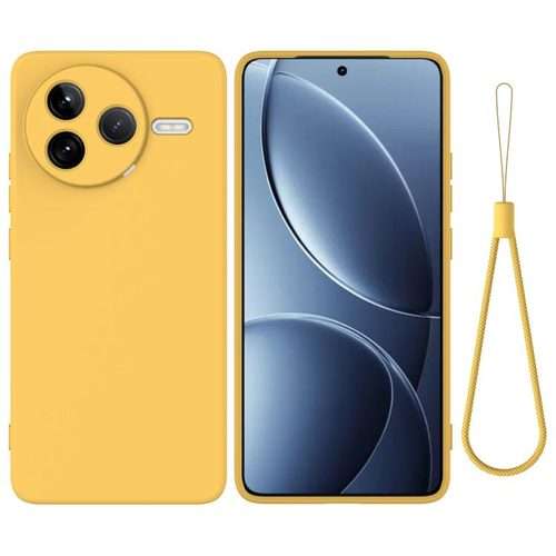 For Redmi K80 Solid Color Liquid Silicone Dropproof Full Coverage Phone Case(Yellow)