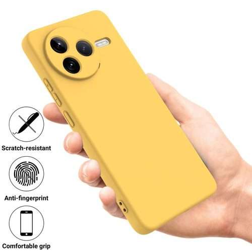 For Redmi K80 Solid Color Liquid Silicone Dropproof Full Coverage Phone Case(Yellow)