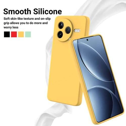 For Redmi K80 Solid Color Liquid Silicone Dropproof Full Coverage Phone Case(Yellow)