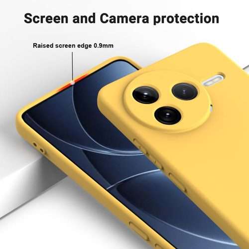 For Redmi K80 Solid Color Liquid Silicone Dropproof Full Coverage Phone Case(Yellow)