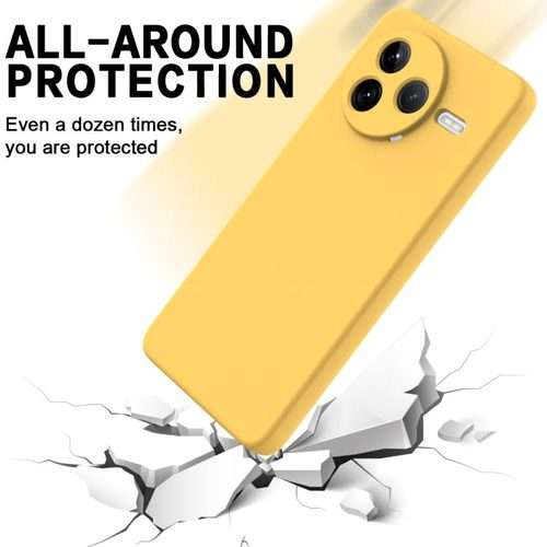 For Redmi K80 Solid Color Liquid Silicone Dropproof Full Coverage Phone Case(Yellow)