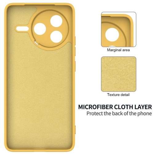 For Redmi K80 Solid Color Liquid Silicone Dropproof Full Coverage Phone Case(Yellow)