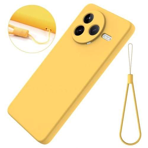 For Redmi K80 Solid Color Liquid Silicone Dropproof Full Coverage Phone Case(Yellow)