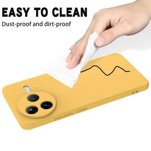 For Redmi K80 Solid Color Liquid Silicone Dropproof Full Coverage Phone Case(Yellow)