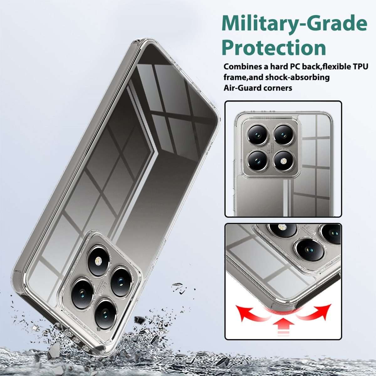 For Xiaomi 14T Pro 5G Scratchproof Acrylic TPU Phone Case(Transparent)