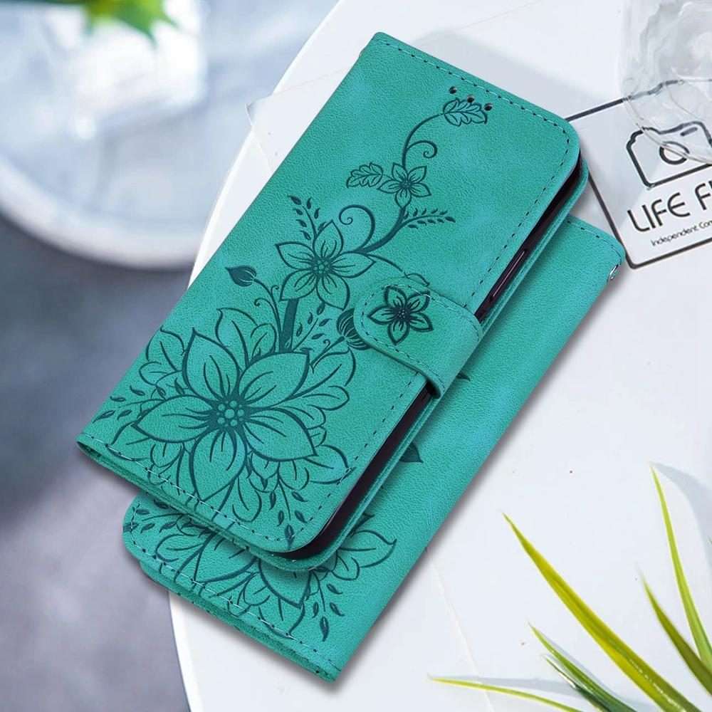 For Redmi K80 / K80 Pro / Xiaomi Poco F7 Pro Lily Embossed Leather Phone Case(Green)