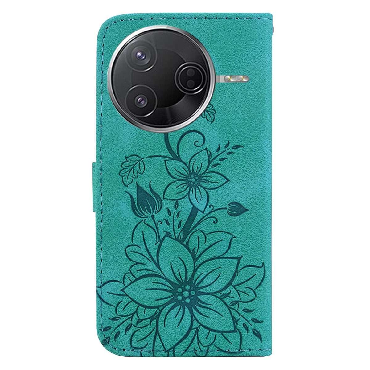For Redmi K80 / K80 Pro / Xiaomi Poco F7 Pro Lily Embossed Leather Phone Case(Green)