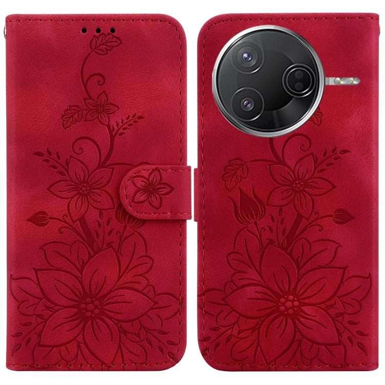 For Redmi K80 / K80 Pro / Xiaomi Poco F7 Pro Lily Embossed Leather Phone Case(Red)
