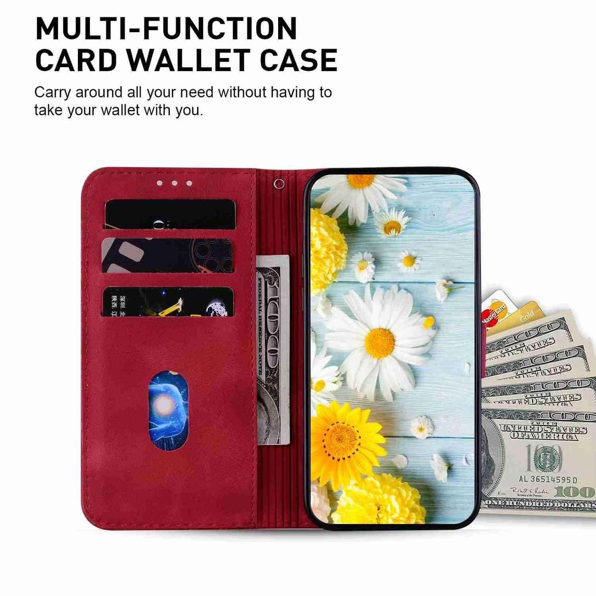 For Redmi K80 / K80 Pro / Xiaomi Poco F7 Pro Lily Embossed Leather Phone Case(Red)