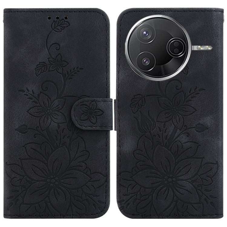 For Redmi K80 / K80 Pro / Xiaomi Poco F7 Pro Lily Embossed Leather Phone Case(Black)