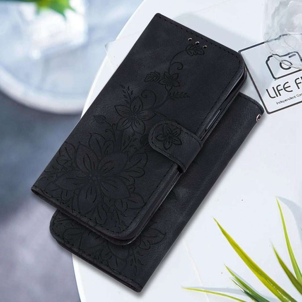 For Redmi K80 / K80 Pro / Xiaomi Poco F7 Pro Lily Embossed Leather Phone Case(Black)