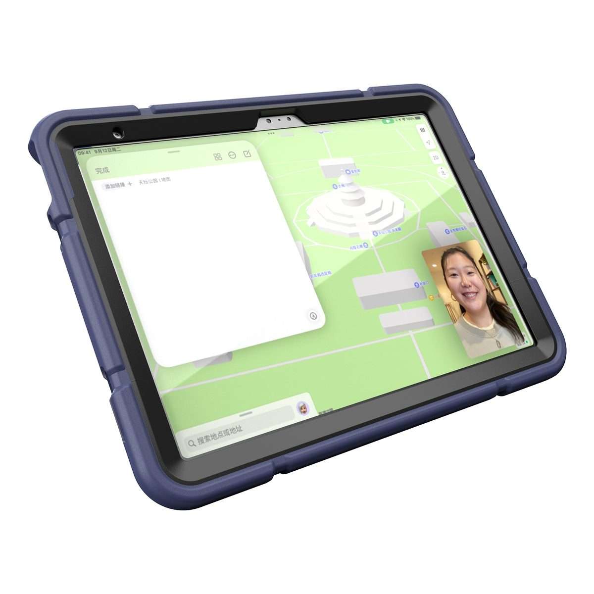 For iPad Air 11 2026 / 2025 / 2024 Armor Holder Silicone Hybrid PC Tablet Case(Navy Blue Black)
