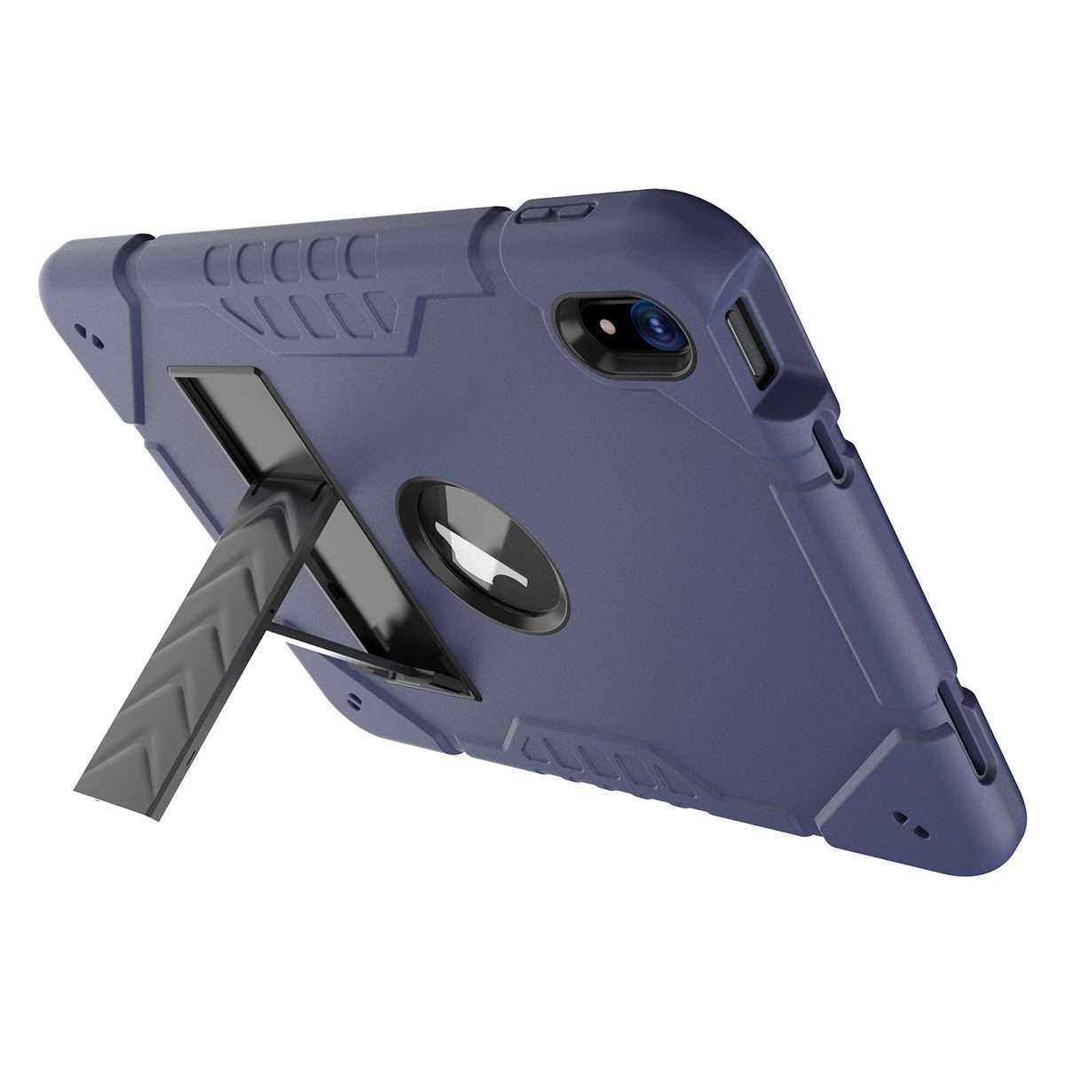 For iPad Air 11 2026 / 2025 / 2024 Armor Holder Silicone Hybrid PC Tablet Case(Navy Blue Black)