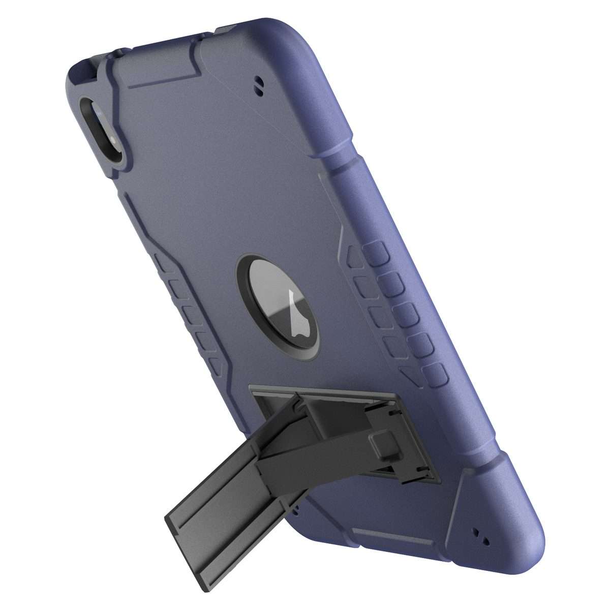 For iPad Air 11 2026 / 2025 / 2024 Armor Holder Silicone Hybrid PC Tablet Case(Navy Blue Black)