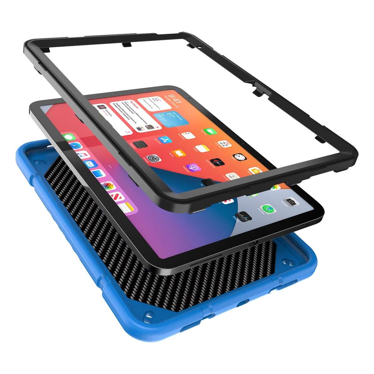 For iPad Air 11 2026 / 2025 / 2024 Armor Holder Silicone Hybrid PC Tablet Case(Blue)