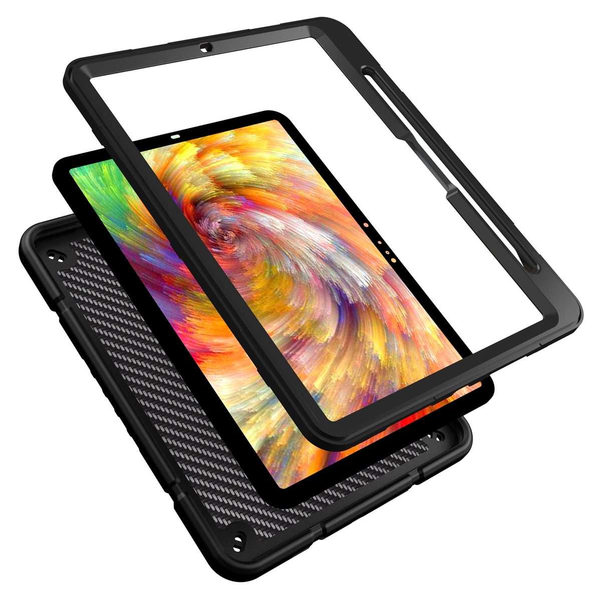 For iPad Pro 11 2025 / 2024 Armor Holder Silicone Hybrid PC Tablet Case(Black)